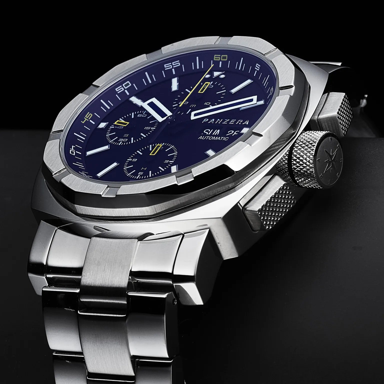 Swiss watch blue sales dial