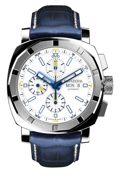 White, Blue Leather (L2)